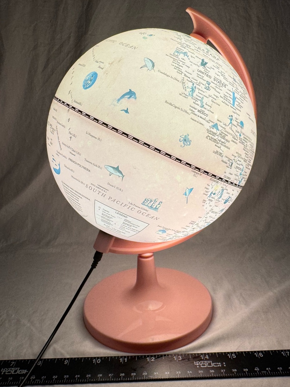 🌍 USB Light Up World Globe Pink LED Educational Desk Globe Lamp Geography Globe